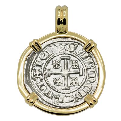 1285-1324 Crusader gros petit in gold pendant