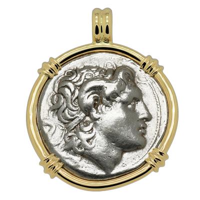 Alexander the Great coin in gold pendant