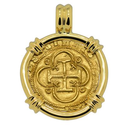 1516-1556 Johanna and Charles escudo in 18k pendant