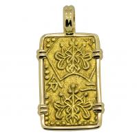 Japanese Shogun 1859-1869, gold nibu-kin in 14k gold pendant.


