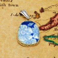 British Pottery Artifact in silver pendant, (1800 - 1820) Eastern Caribbean Sea Shipwreck. 