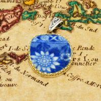 British Pottery Artifact in silver pendant, (1800 - 1820) Eastern Caribbean Sea Shipwreck. 