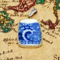 British Pottery Artifact in silver pendant, (1800 - 1820) Eastern Caribbean Sea Shipwreck. 