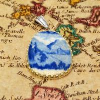 British Pottery Artifact in silver pendant, (1800 - 1820) Eastern Caribbean Sea Shipwreck. 