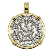 Armenia 1198-1219, King Levon the Magnificent tram in 14k gold pendant.