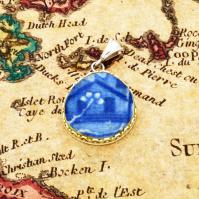 British Pottery Artifact in silver pendant, (1800 - 1820) Eastern Caribbean Sea Shipwreck. 