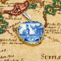 British Pottery Artifact in silver pendant, (1800 - 1820) Eastern Caribbean Sea Shipwreck. 