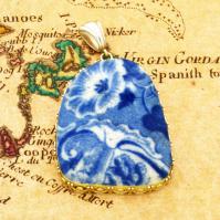 British Pottery Artifact in silver pendant, (1800 - 1820) Eastern Caribbean Sea Shipwreck. 