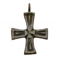 Byzantine Empire 12th-14th century, bronze cross pendant.