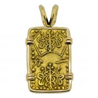 Japanese Shogun 1859-1869, gold nibu-kin in 14k gold pendant.


