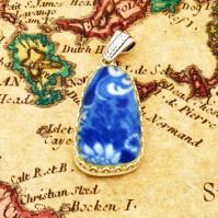 British Pottery Artifact in silver pendant, (1800 - 1820) Eastern Caribbean Sea Shipwreck. 