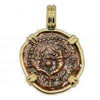 Holy Land 104 - 103 BC, Biblical Widow�s Mite in 14k gold pendant. 