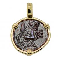Roman Antioch AD 337-340, Constantine the Great follis in 14k gold pendant.