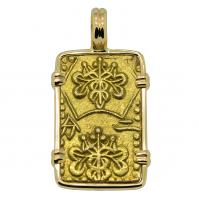Japanese Shogun 1859-1869, gold nibu-kin in 14k gold pendant.


