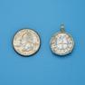 Pendant size next to a Quarter