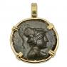 280-200 BC Athena bronze coin in gold pendant