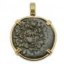 120-63 BC Medusa bronze coin in gold pendant