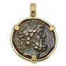 100-25 BC Zeus bronze coin in gold pendant