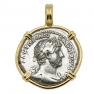 AD 119-125 Hadrian denarius in gold pendant