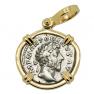 Marcus Aurelius denarius in gold pendant