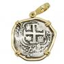 1729 Spanish 2 reales coin in gold pendant