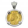 1757 Spanish 1/2 Escudo in white gold pendant