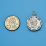 Pendant size next to a Quarter