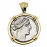 49 BC Salus denarius coin in gold pendant