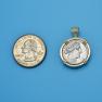 Pendant size next to a Quarter