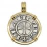 1280-1320 Ancona cross coin in gold pendant