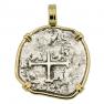 1693 Spanish 1 real coin in gold pendant