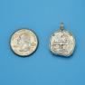 Pendant size next to a Quarter