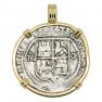 1555-1571 Spanish 2 reales coin in gold pendant
