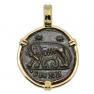AD 330-336 Roman She-Wolf coin in gold pendant