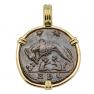 AD 330-336 Roman She-Wolf coin in gold pendant