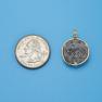 Pendant size next to a Quarter
