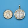 Pendant size next to a Quarter