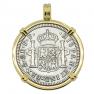 El Cazador treasure coin in gold pendant