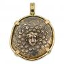 120-63 BC Medusa bronze coin in gold pendant
