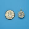 Pendant size next to a Quarter