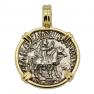 35-12 BC King Azes II on horse coin in gold pendant