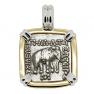 Elephant drachm in white and yellow gold pendant