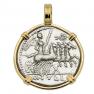 120-119 BC Victory Chariot coin in gold pendant