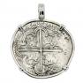 1566-1590 Spanish real in white gold pendant