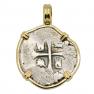 1598-1621 Spanish Mexico real in gold pendant
