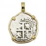 1737 Spanish one real in gold pendant