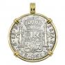 El Cazador treasure coin in gold pendant
