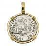 El Cazador treasure coin in gold pendant