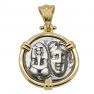 313-280 BC Twins of Istros drachm in gold pendant