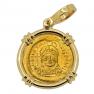 Justinian the Great coin in 14k gold pendant